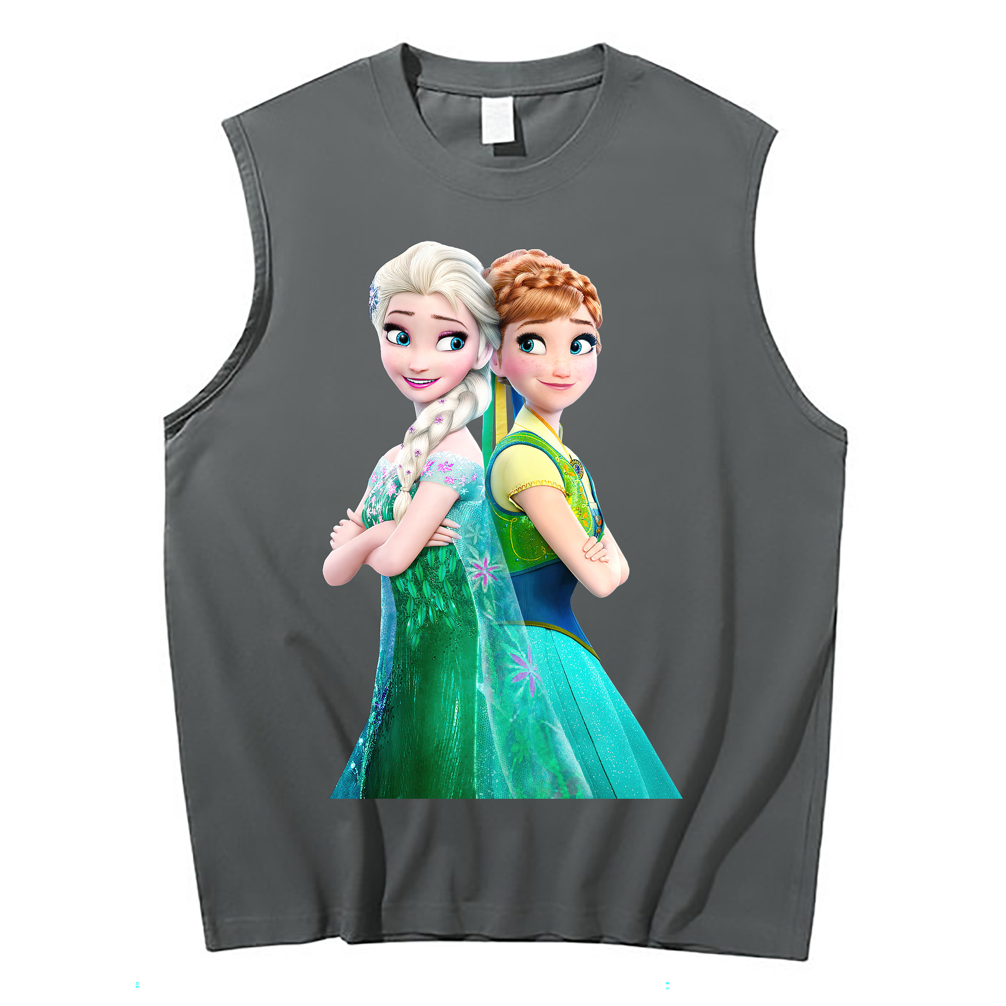 （画像用） アナと雪の女王 アンナ エルサ Frozen Anna Elsa コットン100％タンクトップ（フロントプリント）